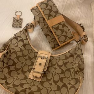 Coach authentic canvas bag/wallet/keychain.